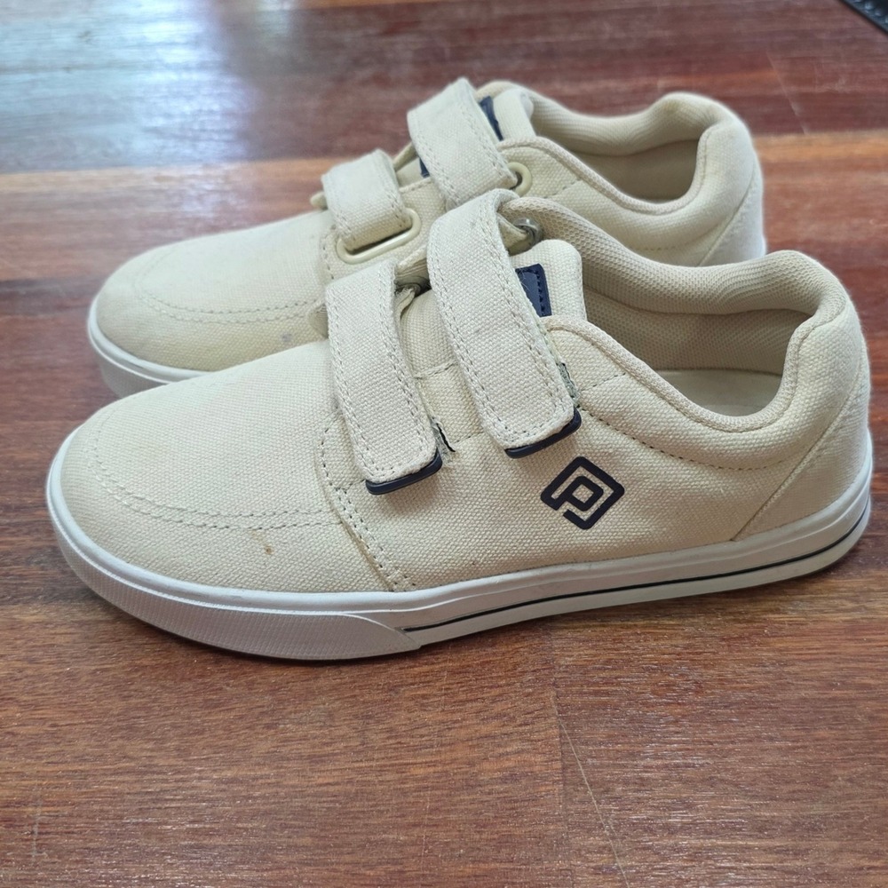 Dream Pairs Kids Canvas Sneakers Beige Hook and Loop Low Top Shoes Size 2